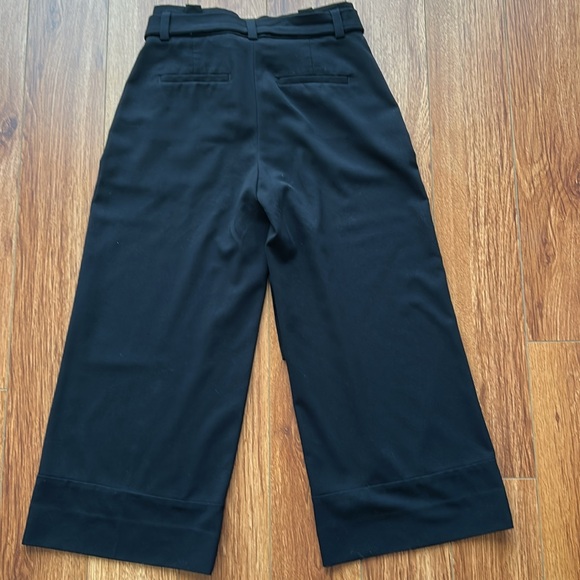 Banana Republic Blake Tie Waist Paperbag Wide-leg Crop Pants Black 0P Petite EUC - Picture 3 of 10